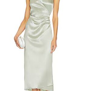 (NWT) Vince Sage Sleeveless Draped Pleat Wrap Dress in Glass /Sage Green/formal